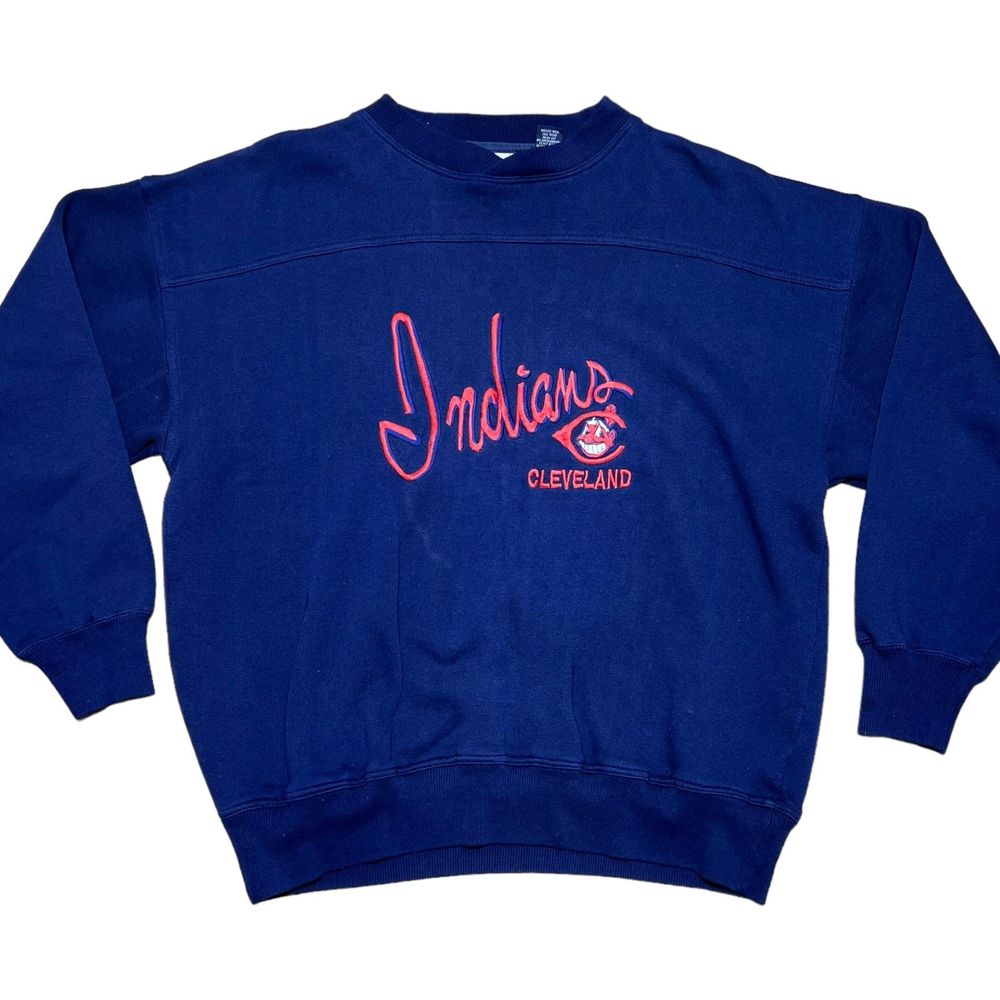 Vintage 1990s Embroidered Cleveland Indians Sweatshirt Size Large